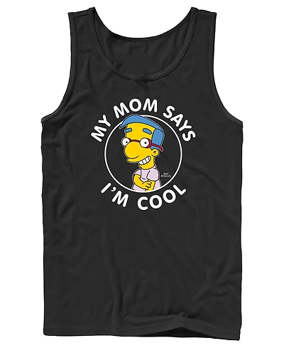 Fifth Sun Men's The Simpsons Milhouse My Mom Says I'm Cool Graphic Tank Top