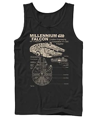 Fifth Sun Men's Star Wars Millennium Falcon Technical Schematic Graphic Tank Top