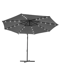 Sonkuki 10feet Patio Offset Led Umbrella Outdoor Hanging Umbrellas with Solar Lights and Angle Adjustment