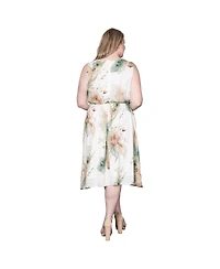 Standards & Practices Plus Floral-Print V-Neck Faux Wrap Midi Dress