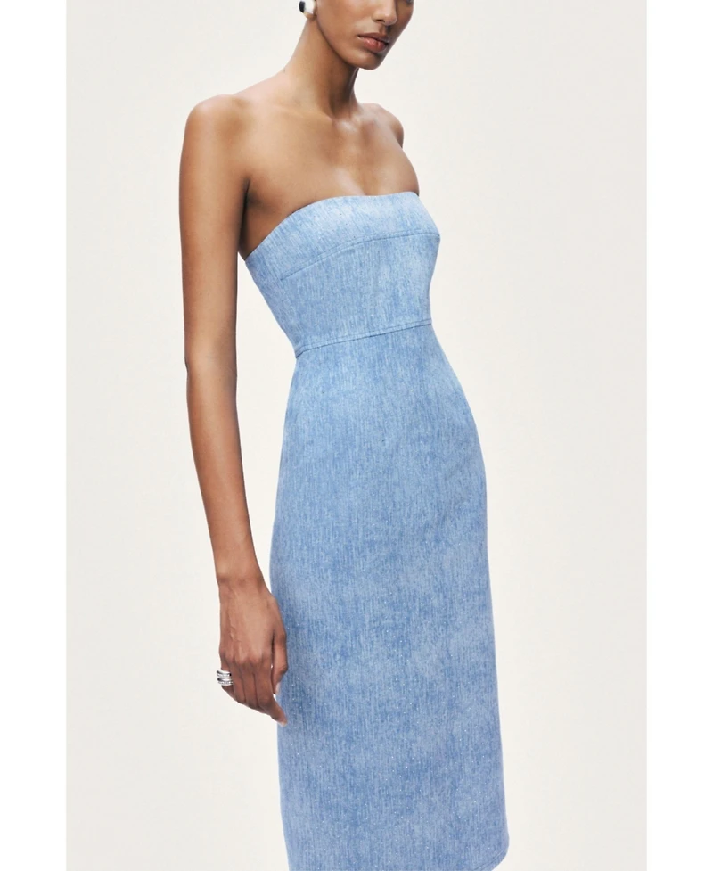 Nocturne Women's Denim Strapless Midi Dress