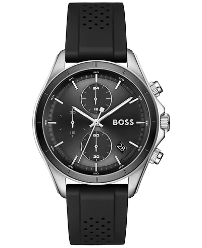 Hugo Boss Men's Bossletic Quartz Chrono Black & Grey Silicone Watch 43.40mm