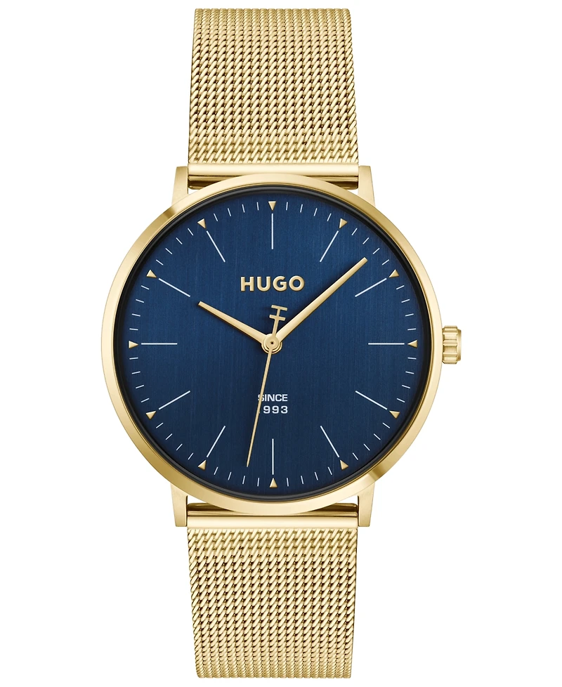 Hugo Boss Men's Style Quartz Ionic Plated Thin Gold Steel Watch 40mm