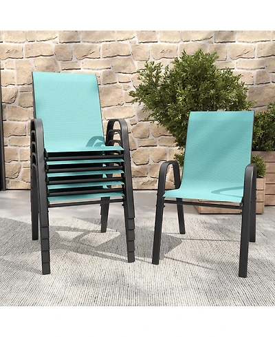 Mondawe 4-Piece Outdoor Dining Chairs Set, Teslin Fabric and Metal Frame