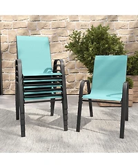 Mondawe 4-Piece Outdoor Dining Chairs Set, Teslin Fabric and Metal Frame