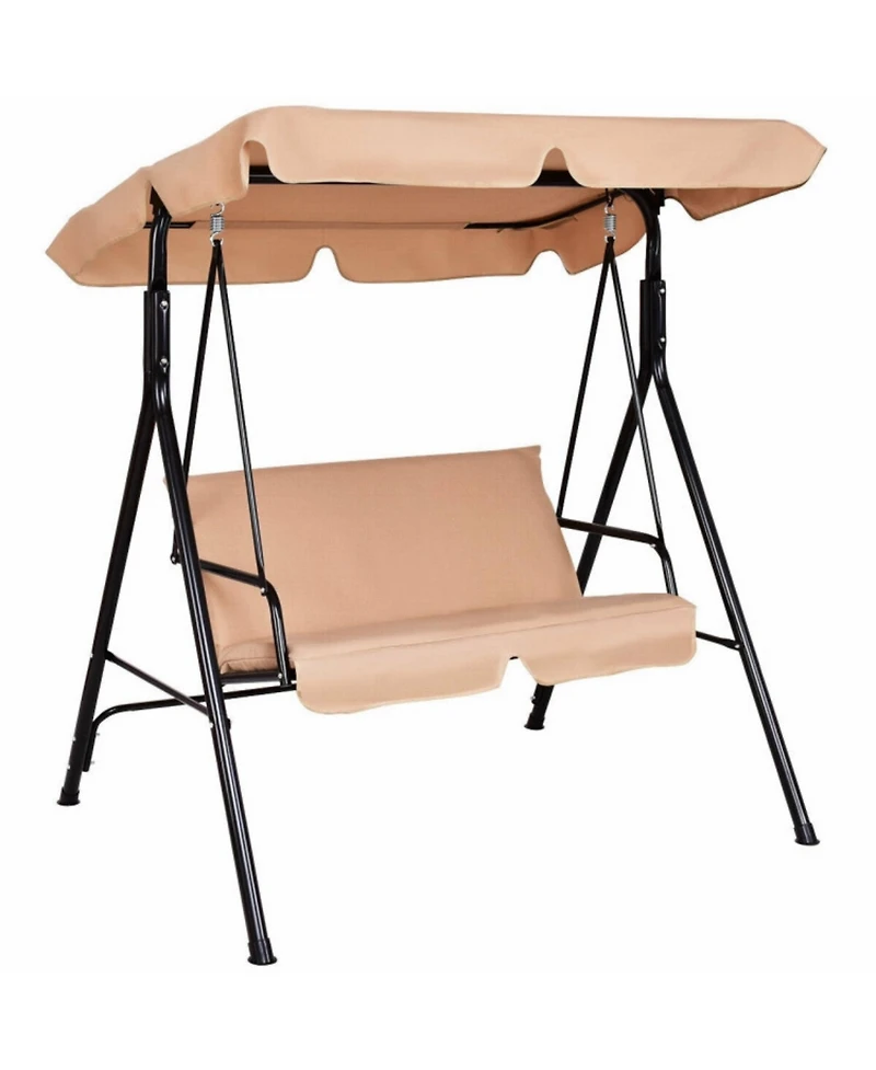 Clihome Loveseat Cushioned Patio Steel Frame Swing Glider