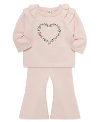 Little Me Baby Girls' Heart Embroidered Sweater and Flare Pants, 2-Piece Set
