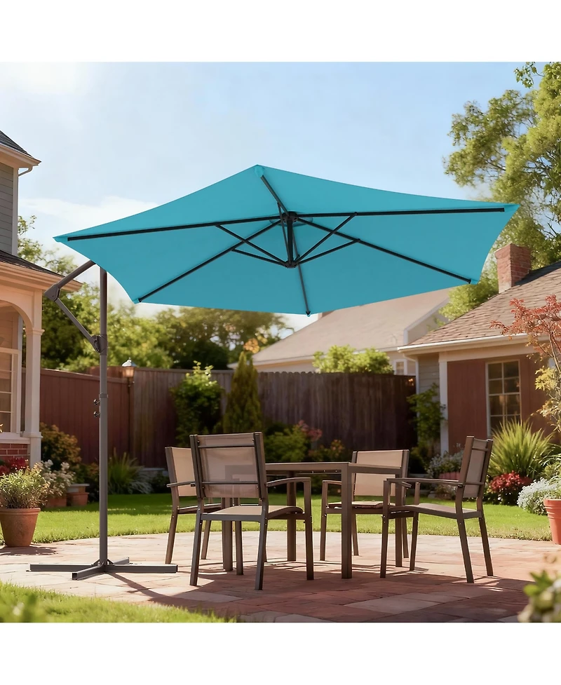 Sonkuki 10 Feet Outdoor Patio Hanging Offset Cantilever Umbrella, Cantilever Umbrella with Cross Base