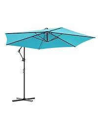 Sonkuki 10 Feet Outdoor Patio Hanging Offset Cantilever Umbrella, Cantilever Umbrella with Cross Base
