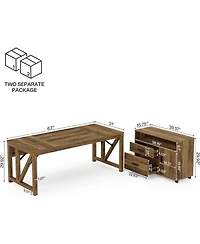 Tribesigns 63" L-Shaped Desk with File Cabinet