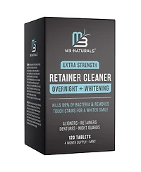 M3 Overnight Retainer Cleaner Tablets with Whitening Formula Dental Appliance Cleaning Tablets 120 Count