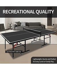 Clihome 8Feet Mid-Size Table Tennis Foldable and Portable Ping Pong Set