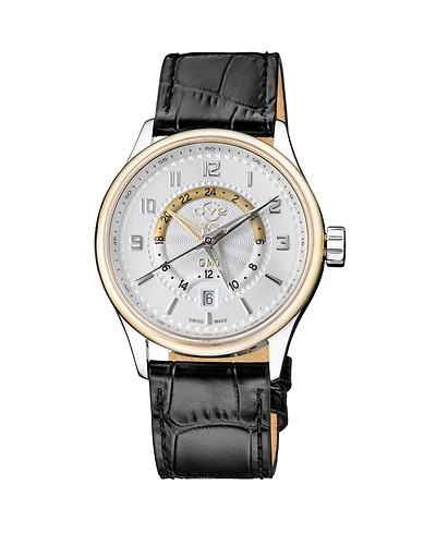 GV2 by Gevril Men's Swiss Made Giromondo Swiss Quartz Leather Strap Watch