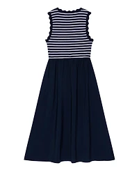 Mint Velvet Women's Striped Scallop Trim A-Line Dress