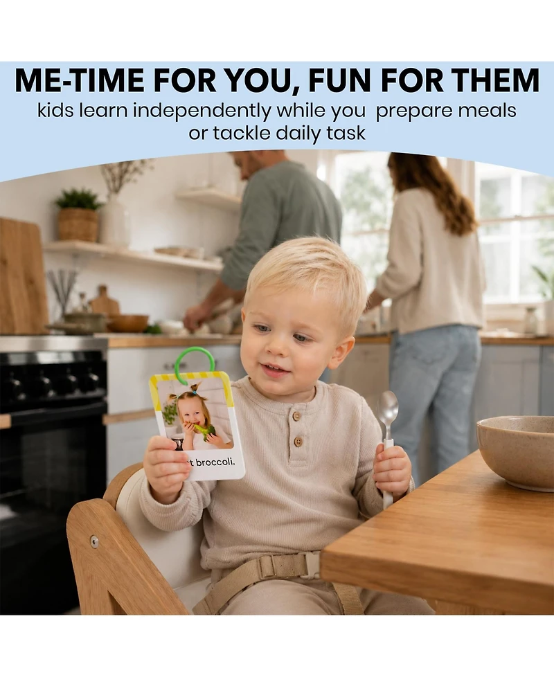 Quokka 225 Toddler First Sentence Flash Cards with Rings - Realistic Learning Cards for Ages 1 - 3 - Family, Daily Routine and Everyday Phrases