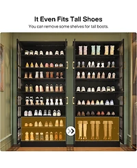 Tribesigns Tall Shoe Cabinet with Doors,Led Lights, 8-Tier,Adjustable