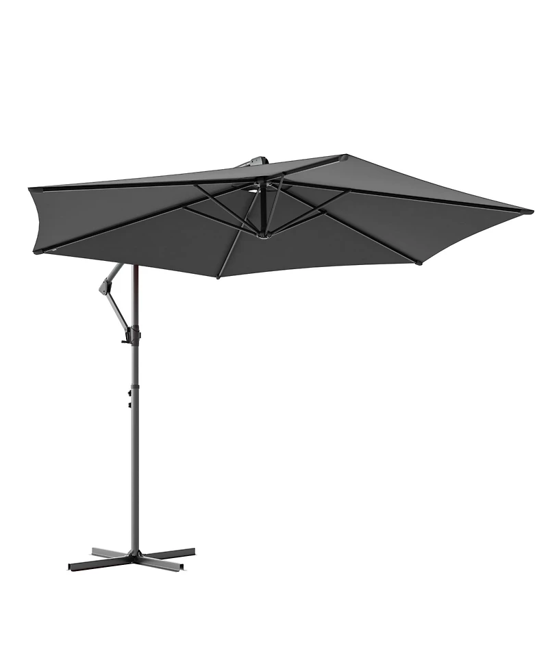 Sonkuki 10 Feet Outdoor Patio Hanging Offset Cantilever Umbrella, Umbrella with Cross Base