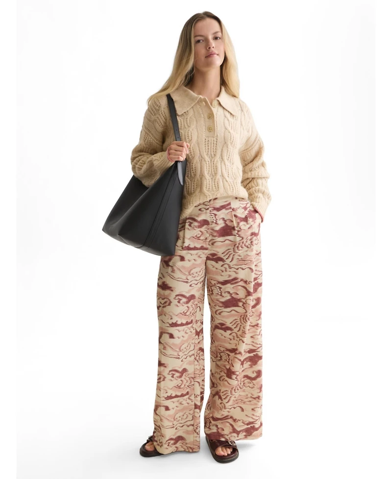 Scotch & Soda Women's Cable Stitch Boxy-Fit Pullover