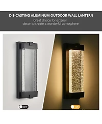 Asagikoiai 19" Modern Led Outdoor Wall Light, Bubble Crystal Waterproof Sconce
