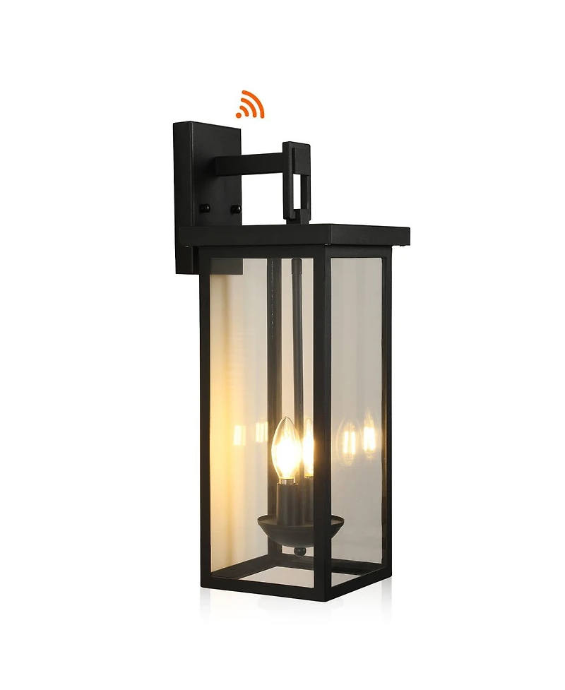 Asagikoiai 22" Dusk to Dawn Outdoor Wall Lantern, 2-Light Aluminum Exterior Sconce