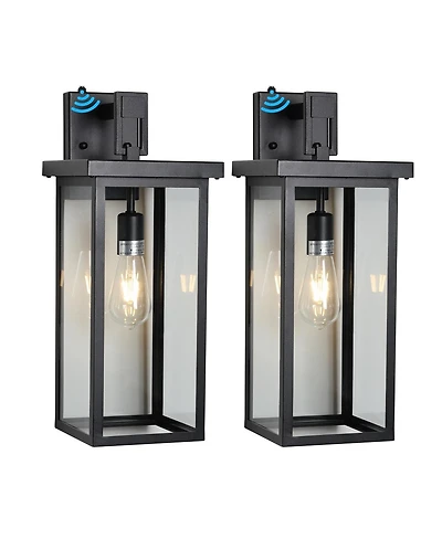 Asagikoiai Set of 2 Modern Aluminum Porch Wall Sconces with Glass, Weatherproof Outdoor Lighting