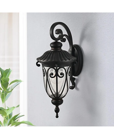Asagikoiai 23" Outdoor Wall Lantern with Bubble Glass, Weatherproof Aluminum Porch Lantern