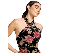 Dress the Population Women's Halter Column Floral