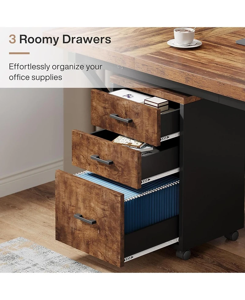 Tribesigns 3-Drawer Mobile File Cabinet with Casters