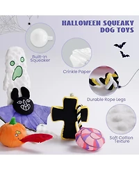 Nocciola 5 Piece Multi-Sensory Spooky Dog Toy Set | Halloween Giggle, Christmas gift,Squeaky and Crinkle Plush Toys, Small to Large Dogs