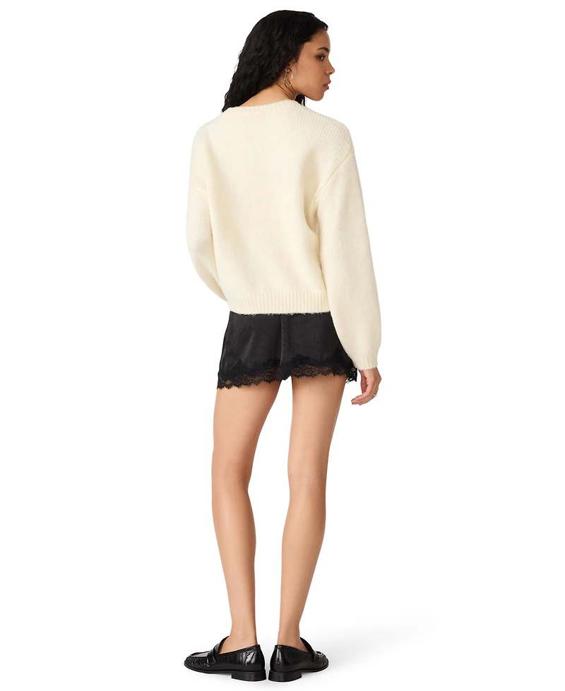 Steve Madden Women's Carmen Crewneck Fuzzy-Knit Sweater