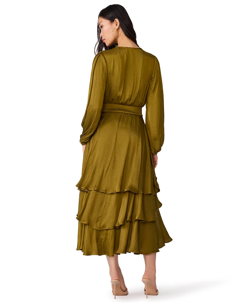 Steve Madden Women's Bei Smocked-Waist Tiered High-Low Dress