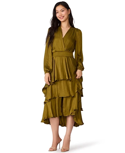 Steve Madden Women's Bei Smocked-Waist Tiered High-Low Dress