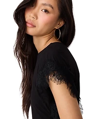 Steve Madden Women's Paloma Lace Boat Neck Short-Sleeve Knit Top