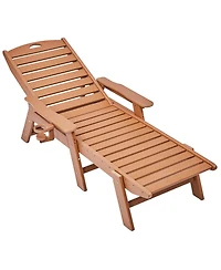 Slickblue Outdoor Hdpe Chaise Lounge Chair 6 Position Reclining with Cup Holder