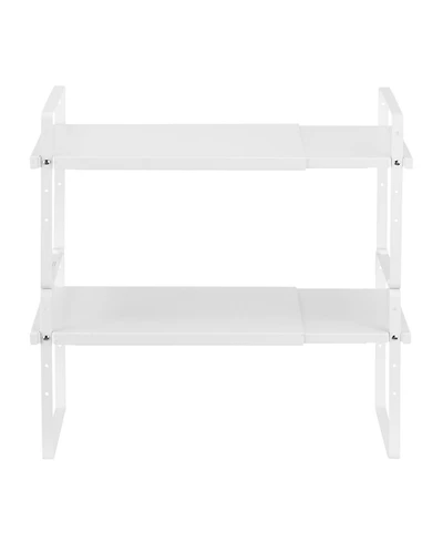 Sugift Adjustable Expandable 2-Tier Cabinet Shelf Organizer 4-Level Height 16 to 25.6in Width
