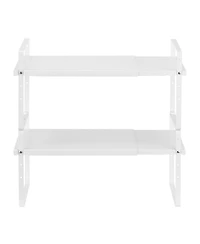 Sugift Adjustable Expandable 2-Tier Cabinet Shelf Organizer 4-Level Height 16 to 25.6in Width