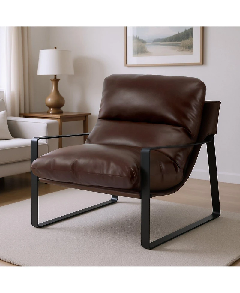 Slickblue Modern Accent Chair with Pu Leather and Sturdy Metal Frame
