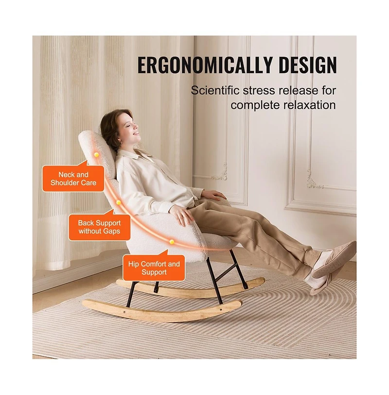 Slickblue Modern Nursery Rocking Chair for Bedroom and Living Room