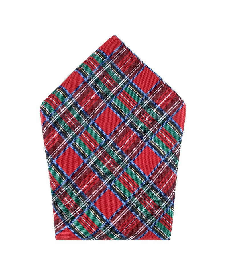 Trafalgar Men's Nicholas Tartan Plaid Silk Necktie and Pocket Square Bundle