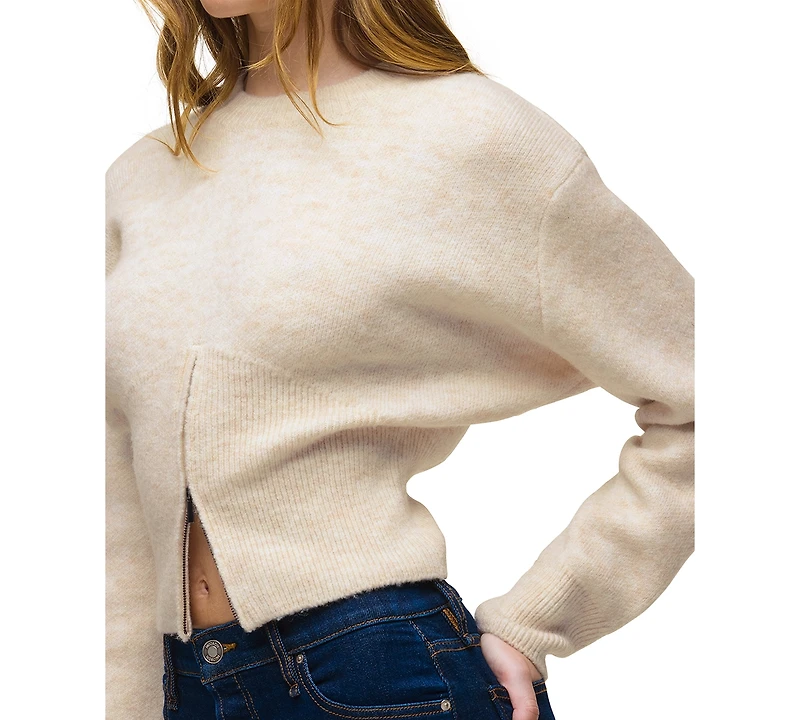 Hudson Jeans Women's Lizbeth Front-Zip Cropped Sweater