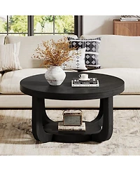 Tribesigns 31.5" Round Coffee Table with Storage Shelf