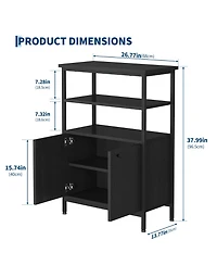 gaomon Sideboard Buffet Cabinet with Open Shelves and 2-Tier Storage, Freestanding Coffee Bar Cabinet with 2 Doors and Metal Feet for Kitchen