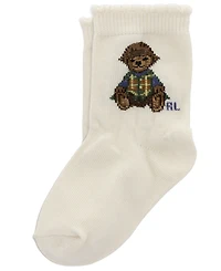 Polo Ralph Lauren Baby Girls' Polo Bear Plaid Fair Isle Crew Socks, 3-Pack