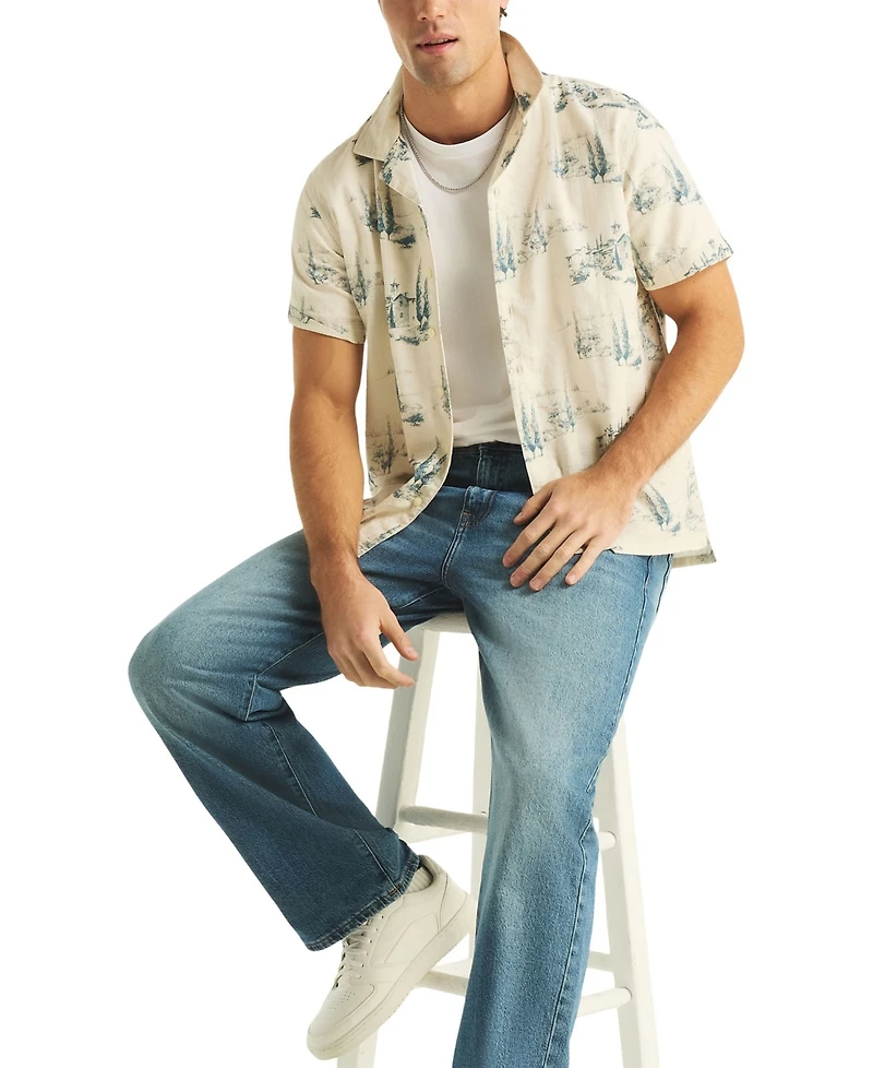 Nautica Men's Scenic Print Camp Collar Shirt