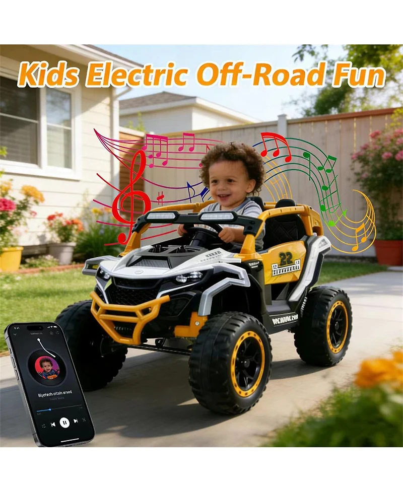 Yobtop Ride-On Truck with Remote Control, 2-Seater, 12V, Ages 3+