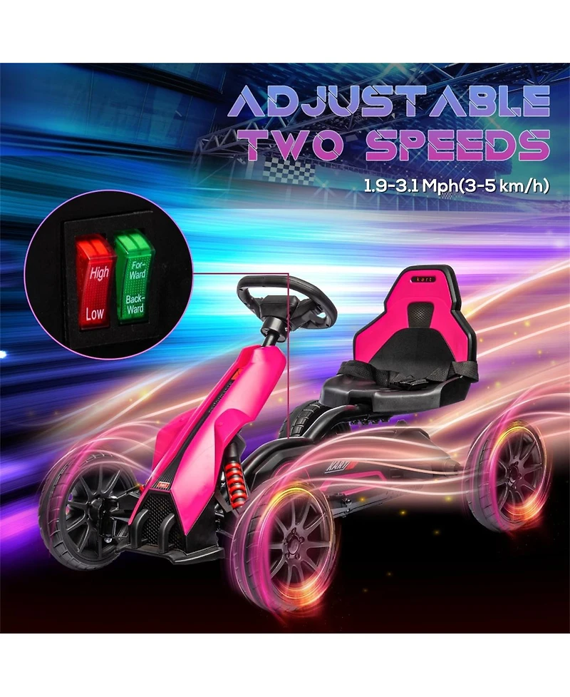 Yobtop 12V Electric Go Kart with Rechargeable Forward/Backward Drive Ride-On Toy, 66 lb Capacity, Ages 3-8