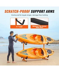 Sevorley Freestanding Kayak Storage Rack, Steel 4-Kayak Stand with Padded Adjustable Arms, 220 lb Capacity