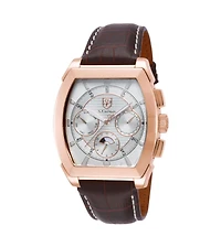 Invicta S.Coifman SC0090 Men's Chronograph Silver Dial Leather Strap Watch 45mm