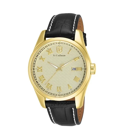 Invicta S.Coifman SC0147 Men's Heritage Quartz Champagne Dial Leather Strap Watch 45mm