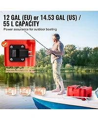 Sevorley Portable Marine Fuel Tank, 12 Gallon 55L Outboard Boat Gas Tank with Hose